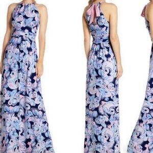 Lilly Pulitzer High Tide Navy Holy Flockamolie Martina maxi dress, size small